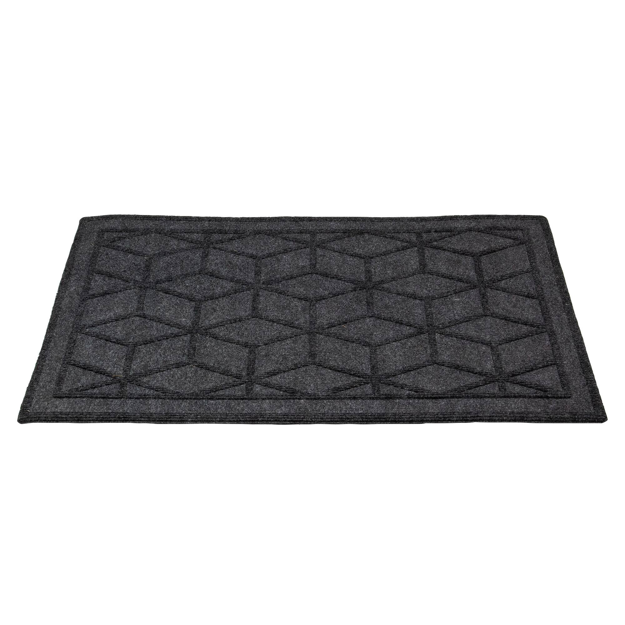 18" x 30" Gray Diamond Pattern Rectangular Coir Doormat